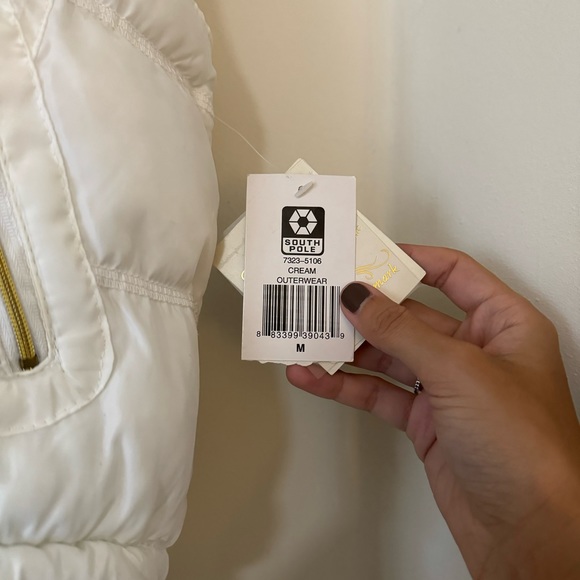 White/Cream South Pole Puffer Vest - Picture 12 of 12